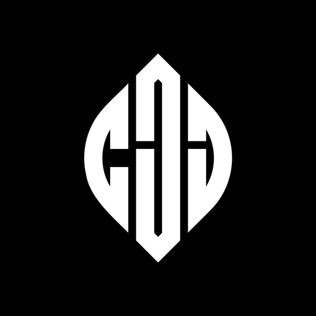 El diseño del logotipo de la letra del círculo CJJ con forma de círculo y elipse CJJ letras elípticas con estilo tipográfico Las tres iniciales forman un logotipo del círculo CJJ Círculo Emblema Monograma Abstracto Carta Marca Vector