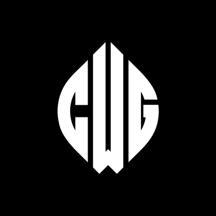 Vector el diseño del logotipo de la letra del círculo cwg con forma de círculo y elipse cwg letras elípticas con estilo tipográfico las tres iniciales forman un logotipo del círculo cwg emblema del círculo monograma abstracto letra marca vector.