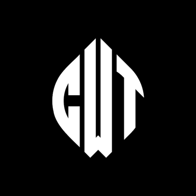 Diseño del logotipo de la letra del círculo CWT con forma de círculo y elipse Letras de la elipse CWT con estilo tipográfico Las tres iniciales forman un logotipo del círculo CWT Emblema del círculo Monograma Abstracto Letra Marca Vector.