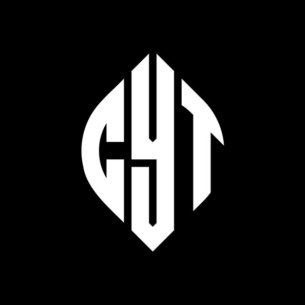 Diseño del logotipo de la letra del círculo CYT con forma de círculo y elipse CYT letras de elipse con estilo tipográfico Las tres iniciales forman un logotipo del círculo CYT Emblema del círculo Monograma Abstracto Vector de la letra Mark.
