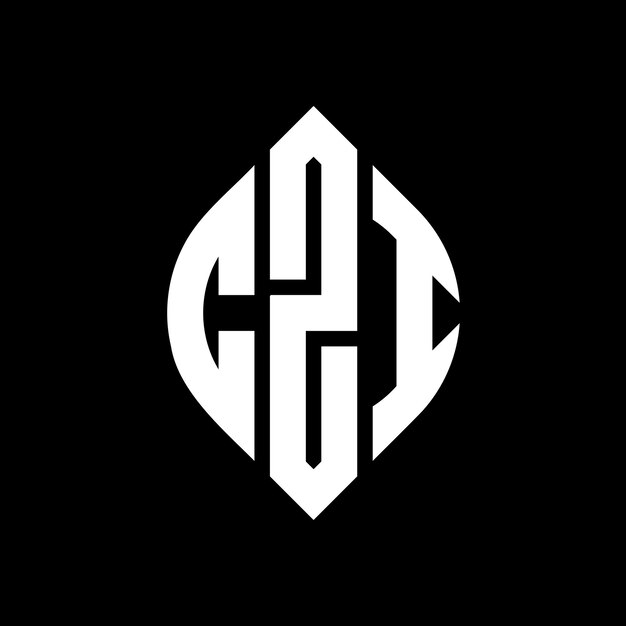 Diseño del logotipo de la letra del círculo CZI con forma de círculo y elipse CZI letras de elipse con estilo tipográfico Las tres iniciales forman un logotipo del círculo CZI emblema del círculo Monograma abstracto letra marca vector.