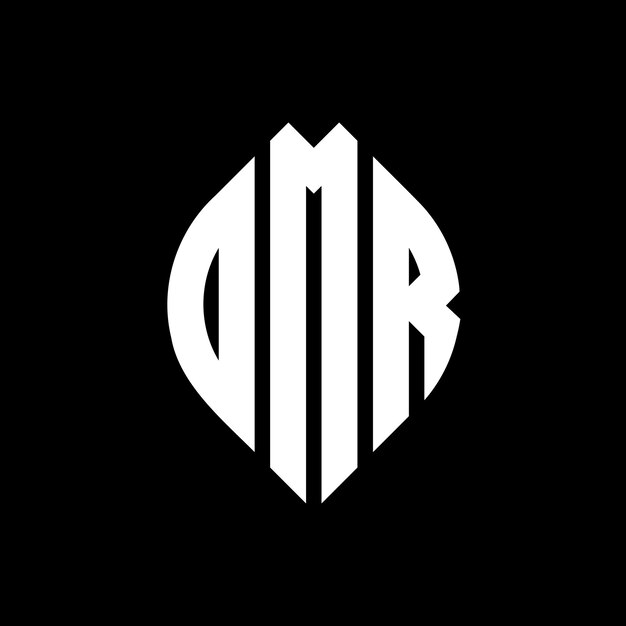 Diseño del logotipo de la letra del círculo DMR con forma de círculo y elipse Letras de la elipse DMR con estilo tipográfico Las tres iniciales forman un logotipo del círculo DMR Emblema del círculo Monograma Abstracto Letra Marca Vector.