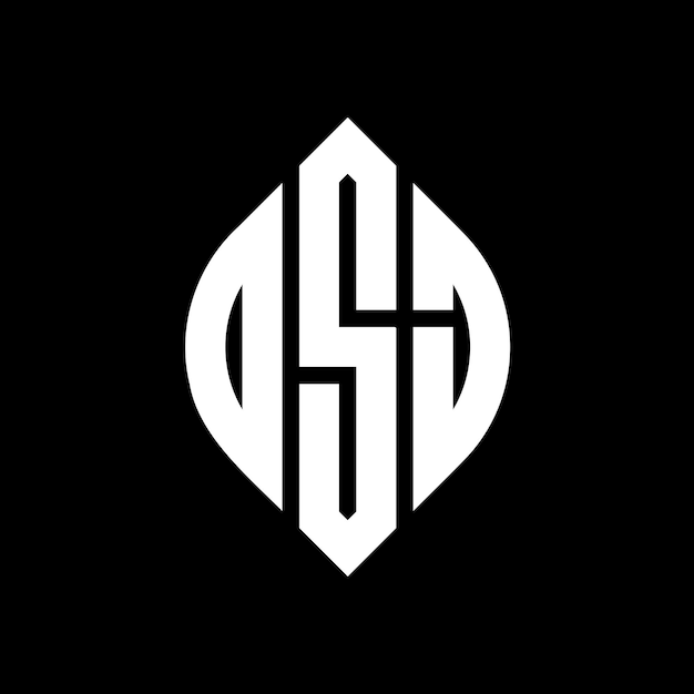 Diseño del logotipo de la letra del círculo DSJ con forma de círculo y elipse DSJ