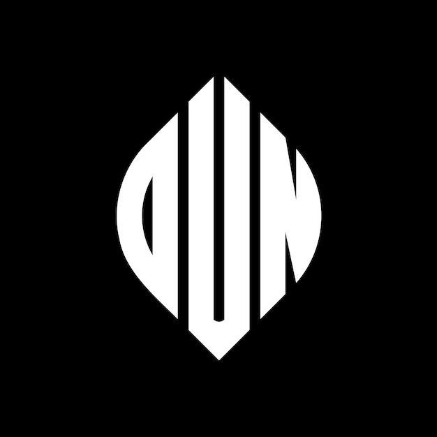 Diseño de logotipo de letra de círculo DUN con forma de círculo y elipse Letras de elipse DUN con estilo tipográfico Las tres iniciales forman un logotipo de círculo DUN Emblema de círculo Monograma Abstracto Letra Marca Vector.