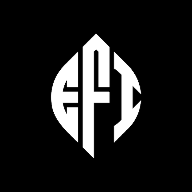 Diseño del logotipo de la letra del círculo EFI con forma de círculo y elipse Letras de la elipse EFI con estilo tipográfico Las tres iniciales forman un logotipo del círculo EFI Emblema del círculo Monograma Abstracto Letra Marca Vector.