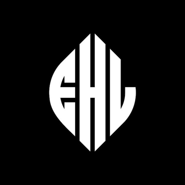 Diseño del logotipo de la letra del círculo EHL con forma de círculo y elipse EHL letras elípticas con estilo tipográfico Las tres iniciales forman un logotipo del círculo EHL Emblema del círculo Monograma Abstracto Carta Marca Vector.
