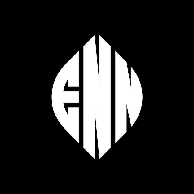 Diseño del logotipo de la letra del círculo ENN con forma de círculo y elipse Letras de la elipse ENN con estilo tipográfico Las tres iniciales forman un logotipo del círculo ENN Emblema del círculo Monograma Abstracto Letra Marca Vector.