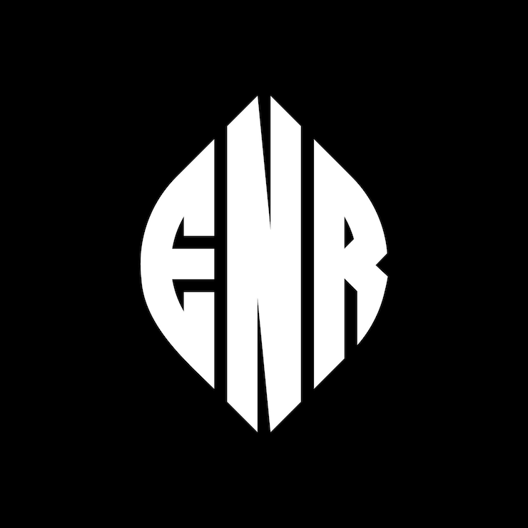 Vector diseño del logotipo de la letra del círculo enr con forma de círculo y elipse enr letras elípticas con estilo tipográfico las tres iniciales forman un logotipo del círculo enr emblema del círculo monograma abstracto carta marca vector.