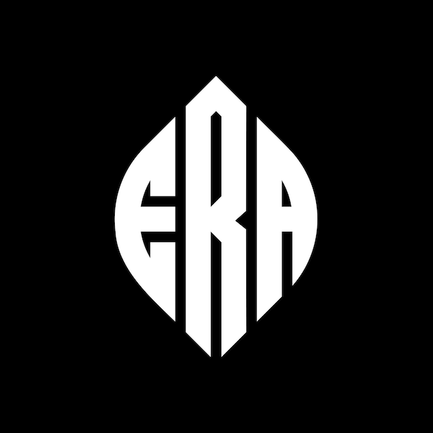 Diseño del logotipo de la letra del círculo ERA con forma de círculo y elipse Letras de la elipse ERA con estilo tipográfico Las tres iniciales forman un logotipo del círculo ERA Emblema del círculo Abstracto Monograma Letra Marca Vector.