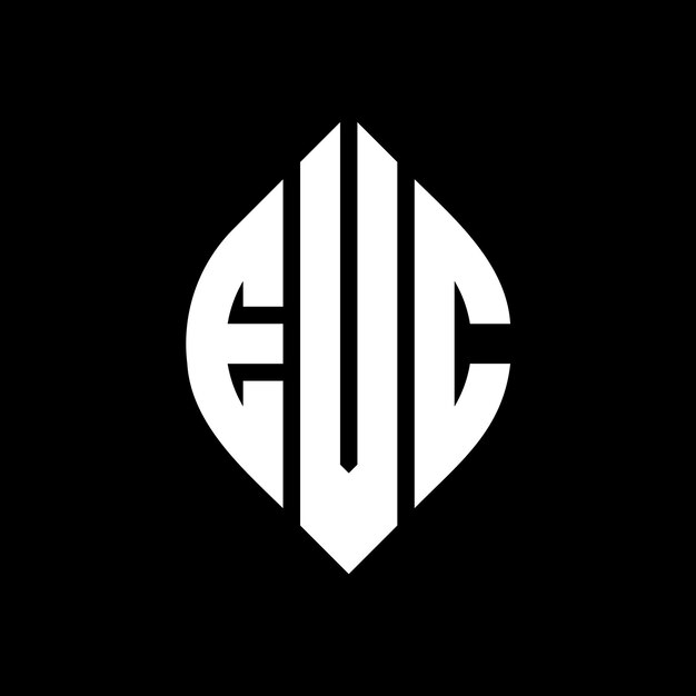 Diseño de logotipo de letra de círculo EVC con forma de círculo y elipse Letras de elipse EVC con estilo tipográfico Las tres iniciales forman un logotipo de círculo EVC Emblema de círculo Monograma Abstracto Letra Marca Vector.