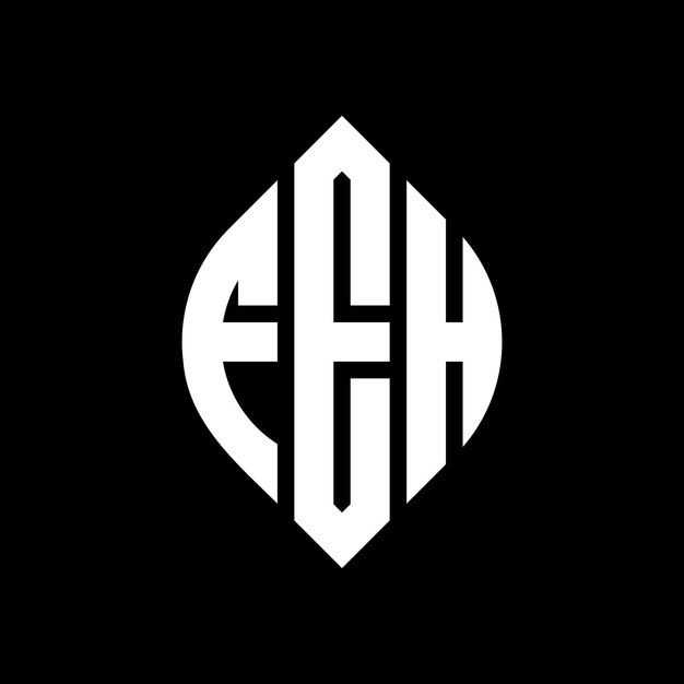 Diseño del logotipo de la letra del círculo FEH con forma de círculo y elipse FEH letras de elipse con estilo tipográfico Las tres iniciales forman un logotipo del círculo FAH Emblema del círculo Monograma Abstracto Carta Marca Vector