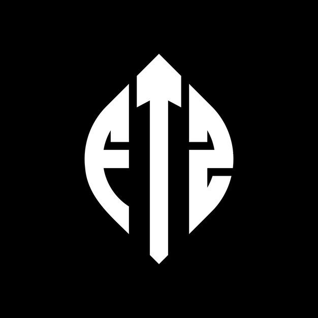 Diseño del logotipo de la letra del círculo FTZ con forma de círculo y elipse FTZ letras de elipse con estilo tipográfico Las tres iniciales forman un logotipo del círculo FFZ Círculo Emblema Monograma Abstracto Carta Marca Vector
