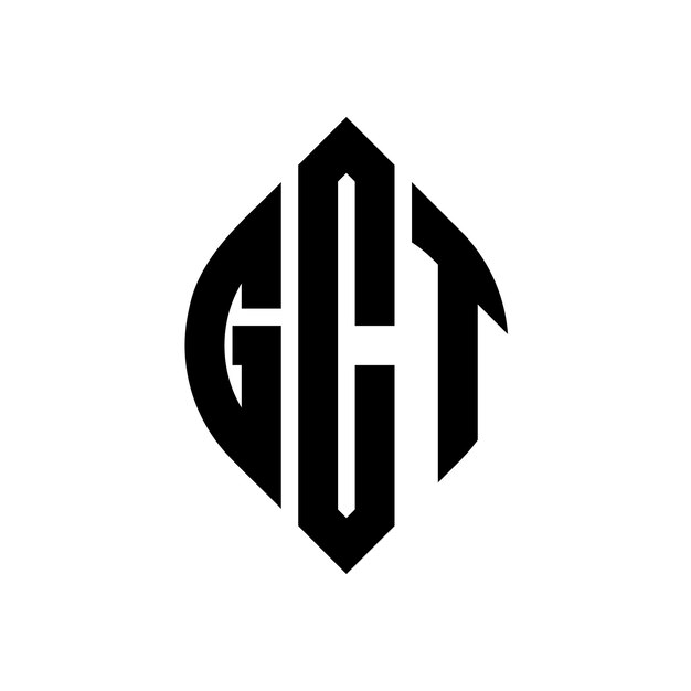 El diseño del logotipo de la letra del círculo GCT con forma de círculo y elipse Las letras de la elipse GCT con estilo tipográfico Las tres iniciales forman un logotipo del círculo