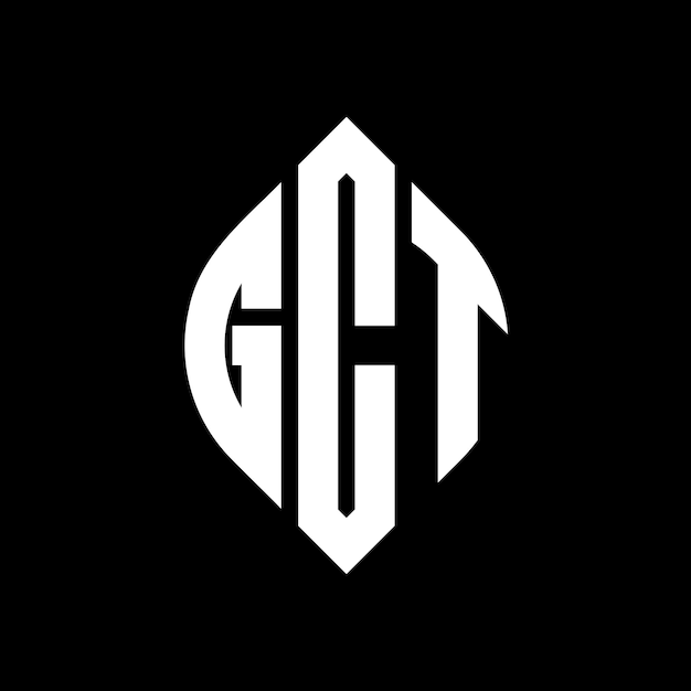 El diseño del logotipo de la letra del círculo GCT con forma de círculo y elipse Las letras de la elipse GCT con estilo tipográfico Las tres iniciales forman un logotipo del círculo