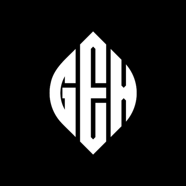 Diseño del logotipo de la letra del círculo GEX con forma de círculo y elipse GEX letras de elipse con estilo tipográfico Las tres iniciales forman un logotipo del círculo