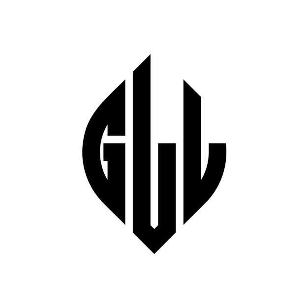 El diseño del logotipo de la letra del círculo GLL con forma de círculo y elipse GLL letras elípticas con estilo tipográfico Las tres iniciales forman un logotipo del círculo