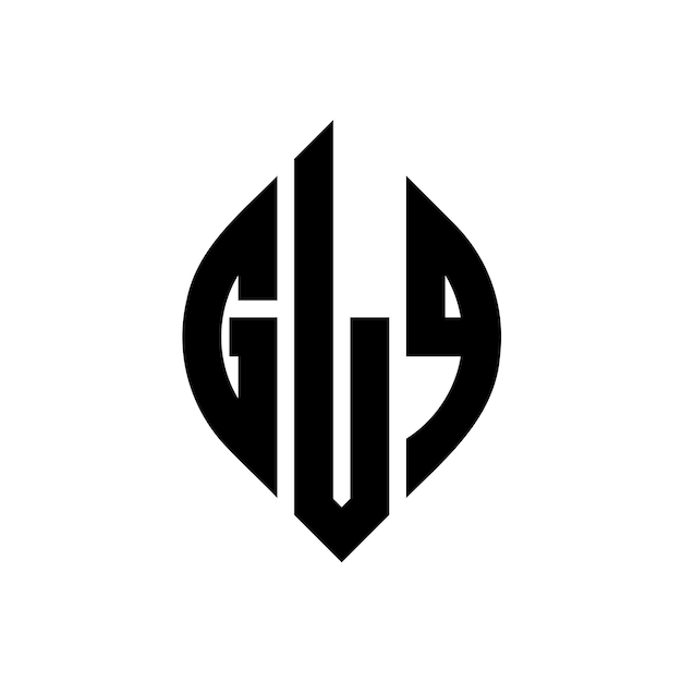 Diseño del logotipo de la letra del círculo GLQ con forma de círculo y elipse Letras de la elipse GLQ con estilo tipográfico Las tres iniciales forman un logotipo del círculo