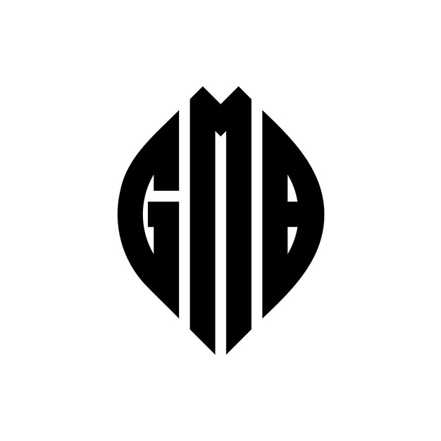 Diseño del logotipo de la letra del círculo GMB con forma de círculo y elipse Letras de la elipse GMB con estilo tipográfico Las tres iniciales forman un logotipo del círculo
