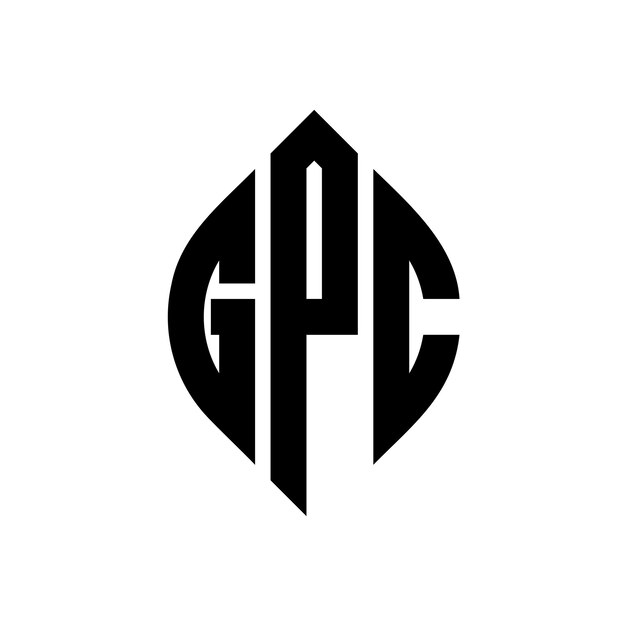 El diseño del logotipo de la letra del círculo GPC con forma de círculo y elipse Las letras de la elipse GPC con estilo tipográfico Las tres iniciales forman un logotipo de círculo El emblema de la GPC Círculo Monograma Abstracto Carta Marca Vector