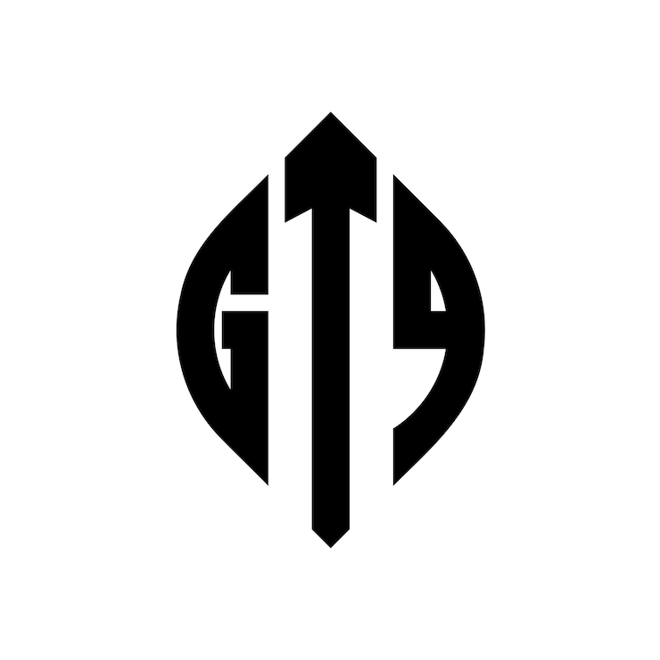 Vector diseño del logotipo de la letra del círculo gtq con forma de círculo y elipse letras de la elipse gtq con estilo tipográfico las tres iniciales forman un logotipo del círculo logotipo gtq círculo emblema monograma abstracto letra marca vector
