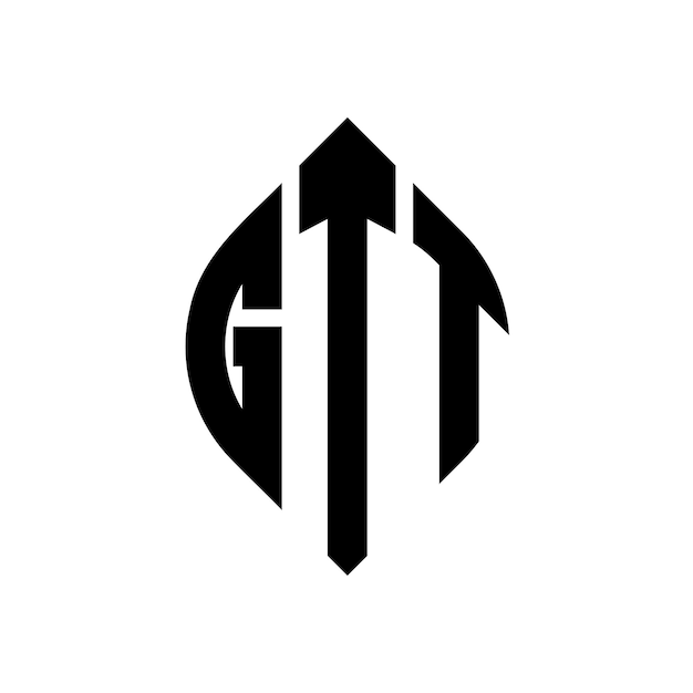 El diseño del logotipo de la letra del círculo GTT con forma de círculo y elipse GTT letras de elipse con estilo tipográfico Las tres iniciales forman un logotipo del círcolo GTT Círculo Emblema Monograma Abstracto Carta Marca Vector