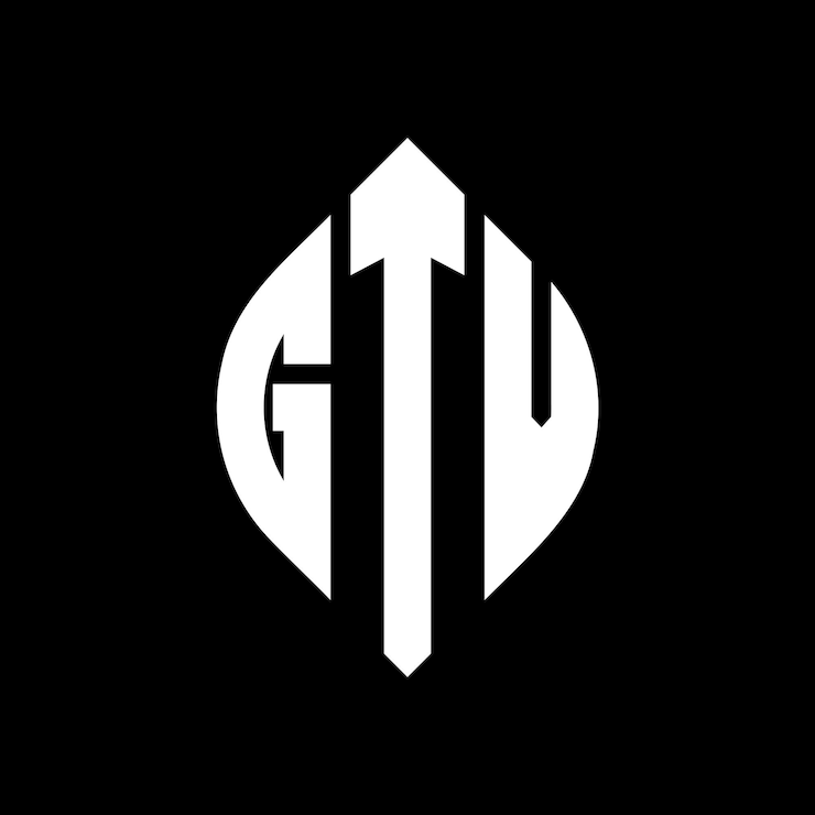 Vector el diseño del logotipo de la letra del círculo gtv con forma de círculo y elipse gtv letras de elipse con estilo tipográfico las tres iniciales forman un logotipo de círculo gtv círculo emblema monograma abstracto letra marca vector