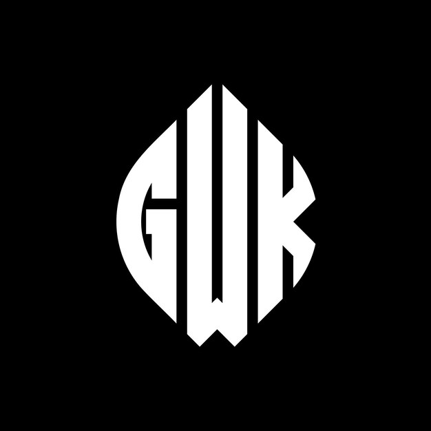 Vector diseño del logotipo de la letra del círculo gwk con forma de círculo y elipse gwk letras elípticas con estilo tipográfico las tres iniciales forman un logotipo del círculo mwk emblema del círculo monograma abstracto carta marca vector
