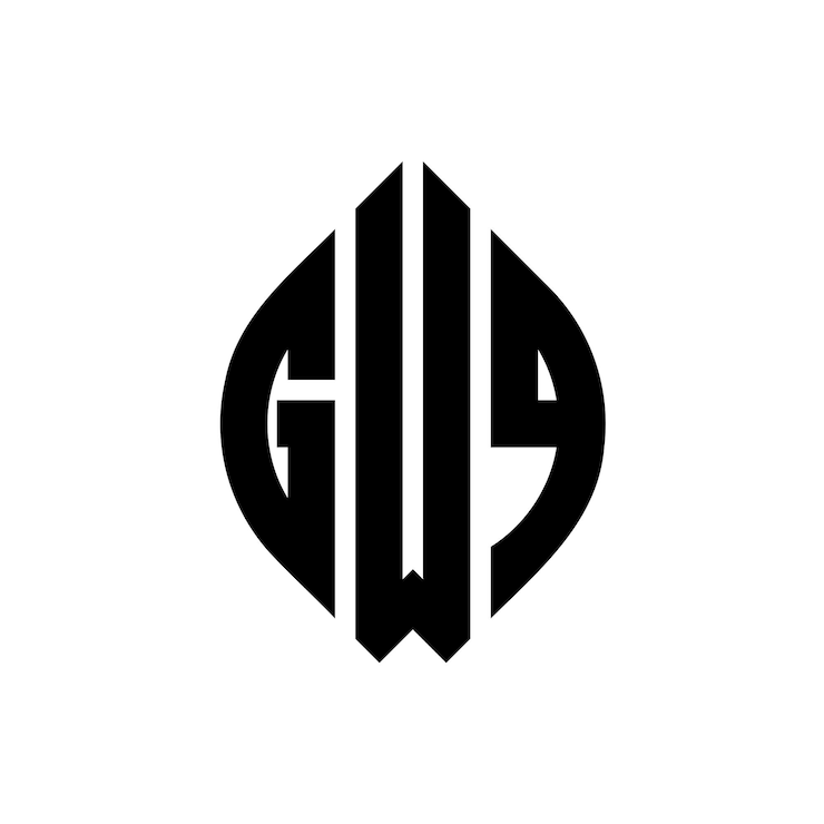 Vector el diseño del logotipo de la letra del círculo gwq con forma de círculo y elipse gwq letras de elipse con estilo tipográfico las tres iniciales forman un logotipo del círculo mwq círculo emblema monograma abstracto carta marca vector
