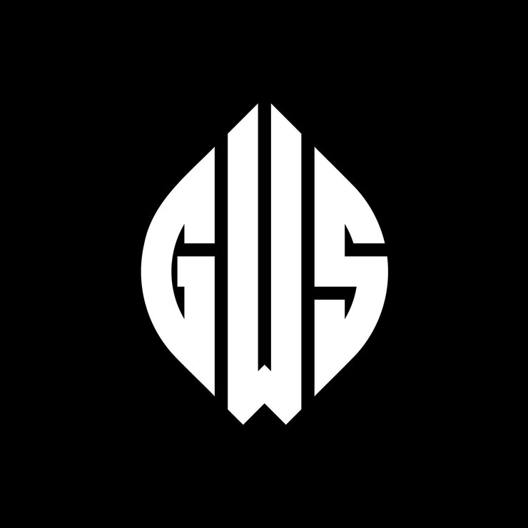 Vector el diseño del logotipo de la letra del círculo gws con forma de círculo y elipse gws letras de elipse con estilo tipográfico las tres iniciales forman un logotipo de círculo gwa círculo emblema monograma abstracto carta marca vector