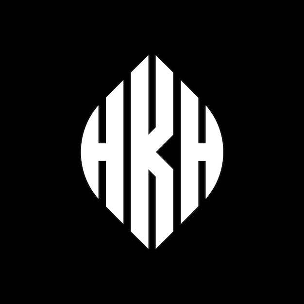 Diseño del logotipo de la letra del círculo HKH con forma de círculo y elipse Letras de la elipse HKH con estilo tipográfico Las tres iniciales forman un logotipo del círculo