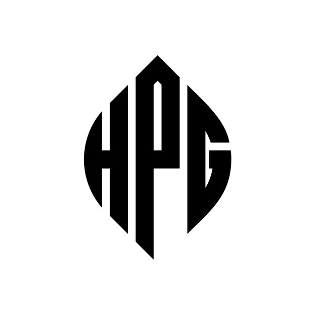 Diseño del logotipo de la letra del círculo HPG con forma de círculo y elipse Letras de la elipse HPG con estilo tipográfico Las tres iniciales forman un logotipo del círculo