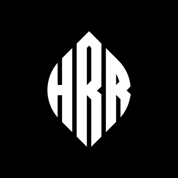 Diseño del logotipo de la letra del círculo HRR con forma de círculo y elipse Letras de la elipse HRR con estilo tipográfico Las tres iniciales forman un logotipo del círcolo HRR Emblema del círculo Monograma Abstracto Letra Marca Vector