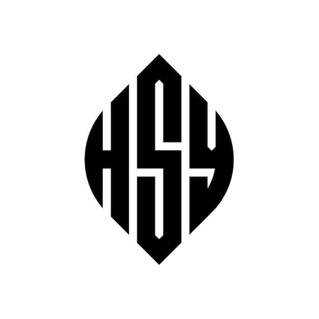 Diseño del logotipo de la letra del círculo HSY con forma de círculo y elipse Letras de la elipse HSY con estilo tipográfico Las tres iniciales forman un logotipo del círculo
