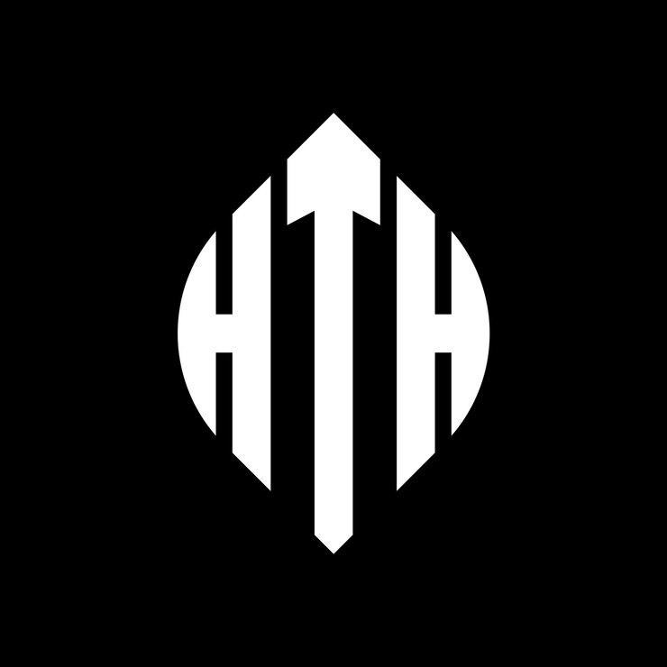 Vector el diseño del logotipo de la letra del círculo hth con forma de círculo y elipse hth letras de elipse con estilo tipográfico las tres iniciales forman un logotipo del círcolo hth círculo emblema monograma abstracto carta marca vector
