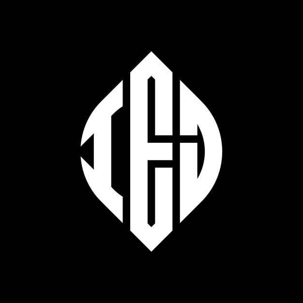 Diseño del logotipo de la letra del círculo IEJ con forma de círculo y elipse IEJ letras de elipse con estilo tipográfico Las tres iniciales forman un logotipo del círculo IJ Emblema del círculo Monograma Abstracto Letra Marca Vector
