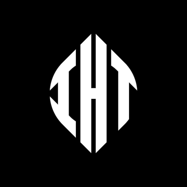 Diseño del logotipo de la letra del círculo IHT con forma de círculo y elipse