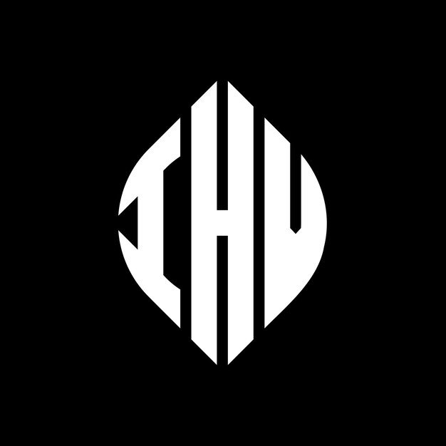 Diseño del logotipo de la letra del círculo IHV con forma de círculo y elipse Letras de la elipse IHV con estilo tipográfico Las tres iniciales forman un logotipo del círculo