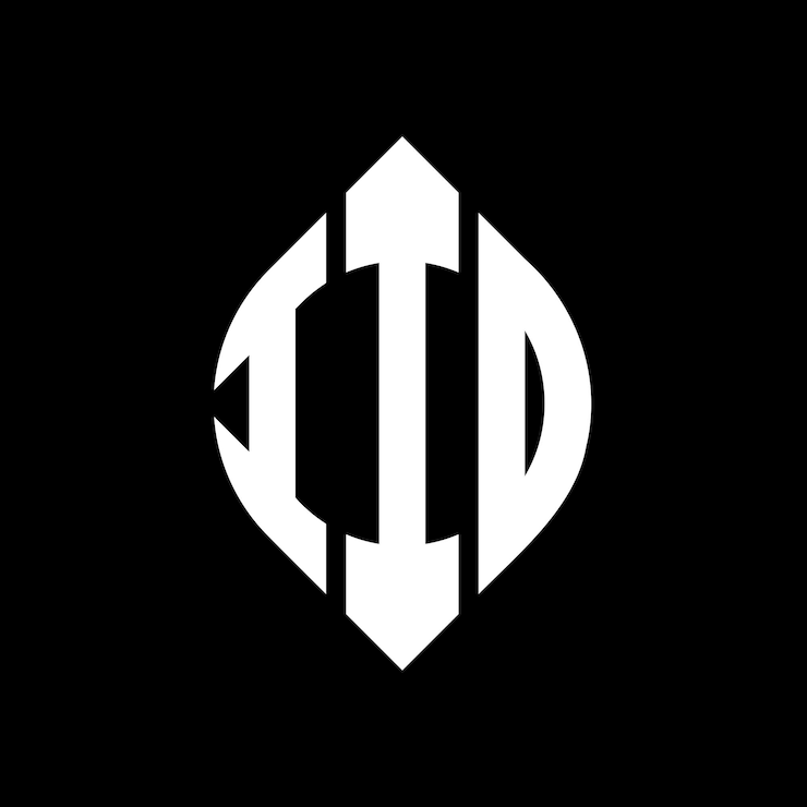Vector diseño del logotipo de la letra del círculo iid con forma de círculo y elipse letras de la elipse iid con estilo tipográfico las tres iniciales forman un logotipo del círculo emblema del círculo abstracto monograma letra marca vector