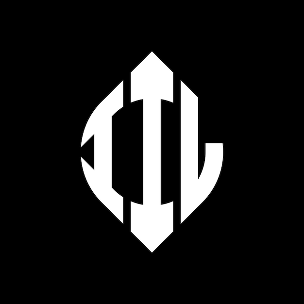 Diseño del logotipo de la letra del círculo IIL con forma de círculo y elipse Letras de la elipse IIL con estilo tipográfico Las tres iniciales forman un logotipo del círculo Emblem IIL Círculo Abstracto Monograma Letra Marca Vector