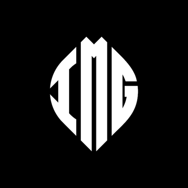 Diseño del logotipo de la letra del círculo IMG con forma de círculo y elipse Letras de la elipse IMG con estilo tipográfico Las tres iniciales forman un logotipo del círculo Emblema del círculo AMG Monograma Abstracto Letra Marca Vector