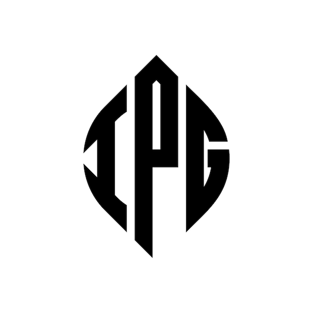 Diseño del logotipo de la letra del círculo IPG con forma de círculo y elipse Letras de la elipse IPG con estilo tipográfico Las tres iniciales forman un logotipo del círculo Emblema del círcolo IPG Monograma Abstracto Letra Marca Vector