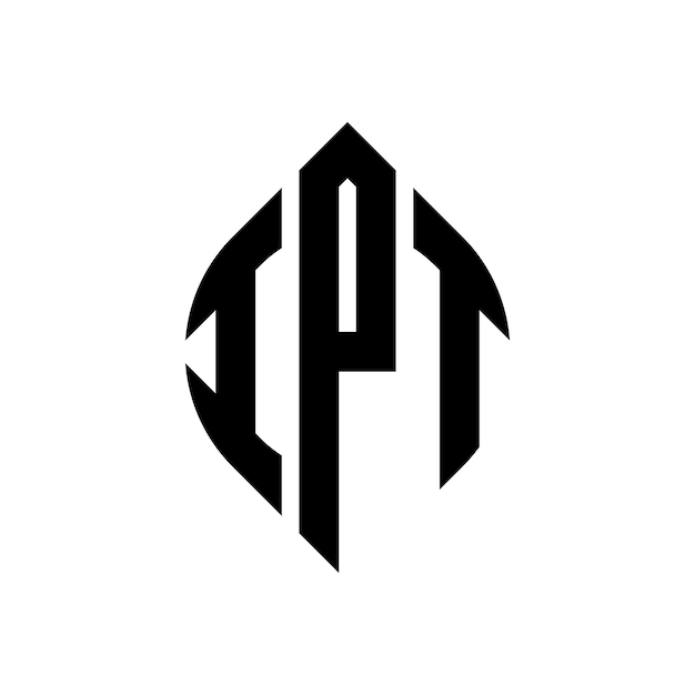 Diseño del logotipo de la letra del círculo IPT con forma de círculo y elipse Letras de la elipse IPT con estilo tipográfico Las tres iniciales forman un logotipo del círculo Emblema del círcolo IPT Monograma Abstracto Letra Marca Vector