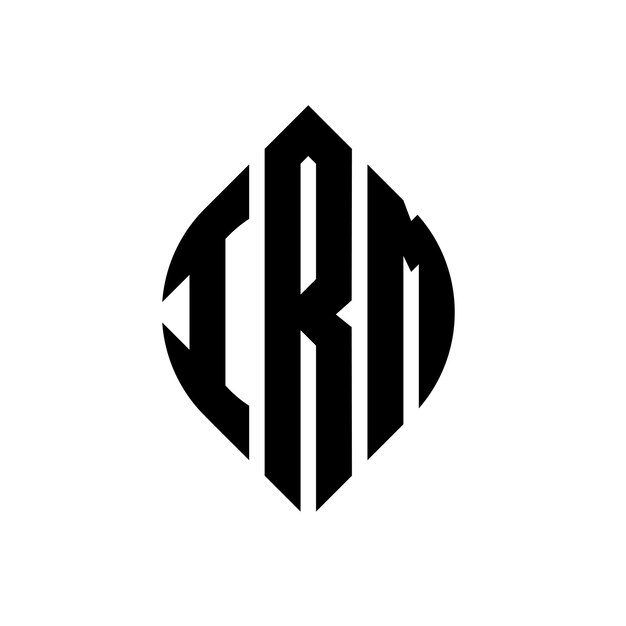 Diseño del logotipo de la letra del círculo IRM con forma de círculo y elipse Letras de la elipse IRM con estilo tipográfico Las tres iniciales forman un logotipo del círculo Logotipo del círcolo IRM Emblema Abstracto Monograma Letra Marca Vector