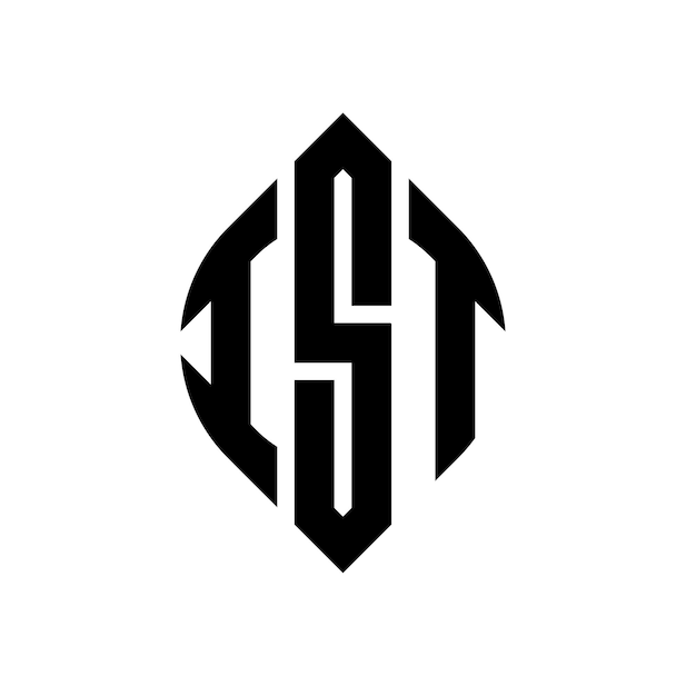 Diseño del logotipo de la letra del círculo IST con forma de círculo y elipse Letras de la elipse IST con estilo tipográfico Las tres iniciales forman un logotipo del círcolo IST Emblema del círculo Abstracto Monograma Letra Marca Vector