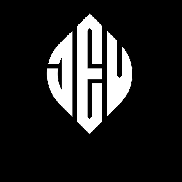 Diseño del logotipo de la letra del círculo JEV con forma de círculo y elipse