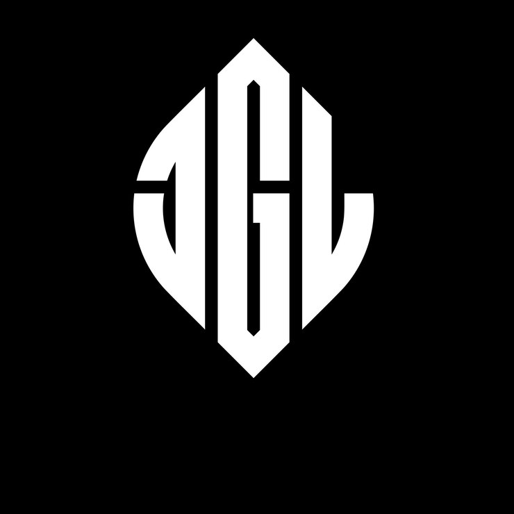 Vector el diseño del logotipo de la letra del círculo jgl con forma de círculo y elipse jgl letras de elipse con estilo tipográfico las tres iniciales forman un logotipo del círcolo jgl círculo emblema monograma abstracto letra marca vector