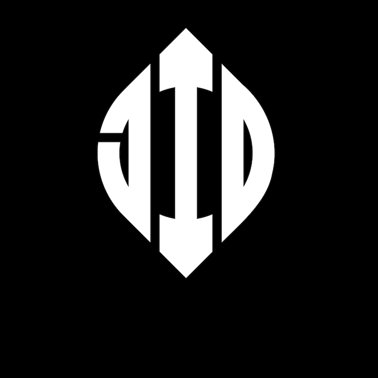 Vector el diseño del logotipo de la letra del círculo jid con forma de círculo y elipse jid letras de elipse con estilo tipográfico las tres iniciales forman un logotipo de círculo jida emblema del círculo monograma abstracto letra marca vector