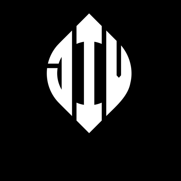 Vector el diseño del logotipo de la letra del círculo jiv con forma de círculo y elipse jiv letras de elipse con estilo tipográfico las tres iniciales forman un logotipo de círculo jive círculo emblema monograma abstracto letra marca vector