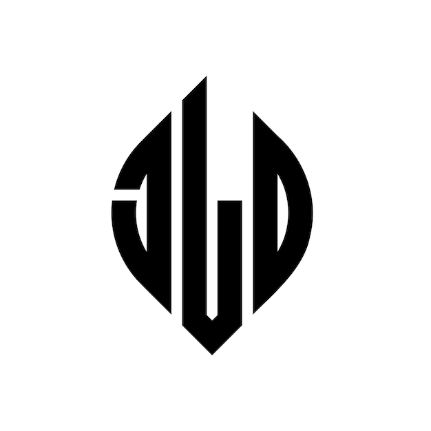 Diseño del logotipo de la letra del círculo JLD con forma de círculo y elipse