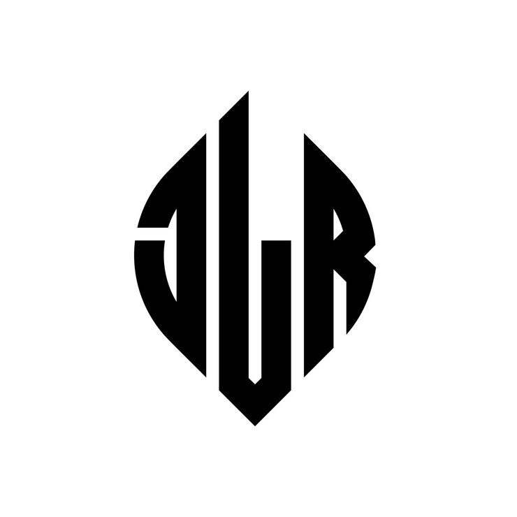 Vector diseño del logotipo de la letra del círculo jlr con forma de círculo y elipse jlr letras de la elipse con estilo tipográfico las tres iniciales forman un logotipo del círcolo jlr círculo emblema monograma abstracto carta marca vector